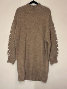 Sunday Edition Women's Mock Neck Lace-Up Knit Sweaterdress Solid L